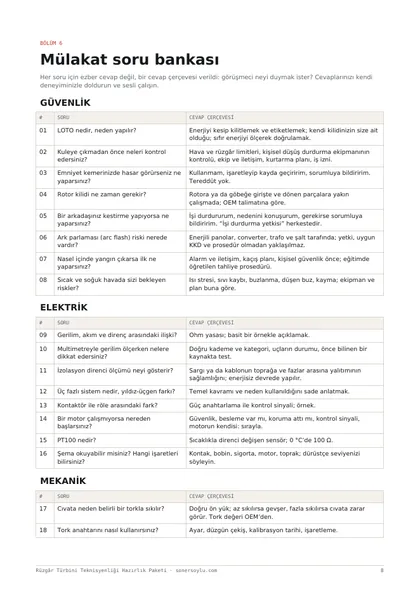 Mülakat soru bankası sayfası